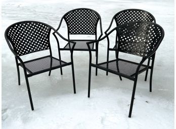 (4) LATTACE BACK OUTDOOR METAL ARMCHAIRS
