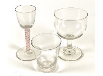 (3) BLOWN MOLDED GLASSES