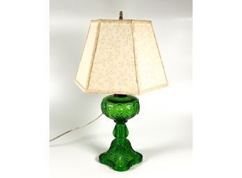 EAPG EMERALD GREEN BULLSEYE FLUID LAMP c1895