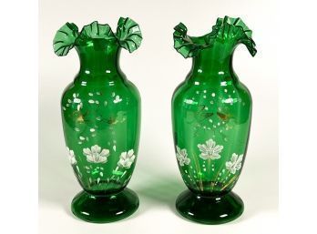 PAIR OF MARY GREGORY ERA GLASS VASES