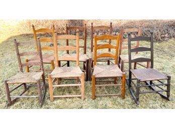 (6) LADDER BACK CHAIRS W/ (2) ROCKERS