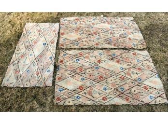 (3) HOOKED RUGS W/ MATCHING FLORAL DESIGN