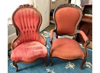 (2) UPHOLSTERED VICTORIAN CHAIRS