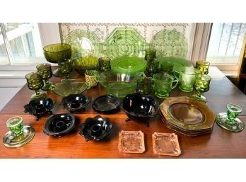 LARGE COLLECTION DEPRESSION GLASS W/ OTHERS