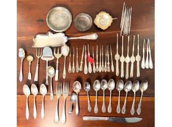 LOT SILVER PLATED FLATWARE ETC