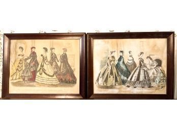 (2) 19th c GODEY'S FASHIONS ADVERTISEMENTS