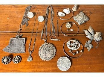 (23) PIECES STERLING SILVER JEWELRY ETC