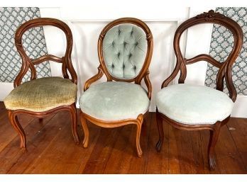 (3) VICTORIAN UPHOLSTERED CHAIRS