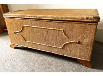 VICTORIAN TRUNK FILLED W/ VINTAGE CLOTHING/TEXTILE
