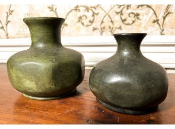 (2) SIGNED POTTERY VASES