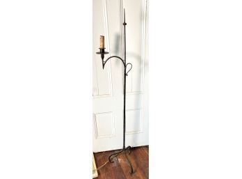 ANTIQUE ELECTRIFIED WROUGHT IRON LAMP