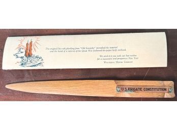 SOUVENIR PAPER KNIFE MADE FROM OLD IRONSIDES PLANK