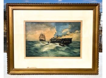 WILLIAM ROETHGEN (1849-1923) 'SHIPS AT BATTLE'