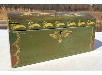 ANTIQUE PAINTED DOME TOP DOCUMENT BOX