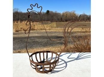 VINTAGE IRON ROOSTER PLANTER