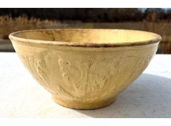 EARLY ANTIQUE MOLDED YELLOWWARE BOWL