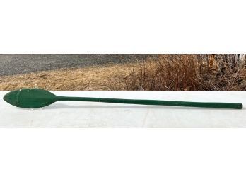ANTIQUE WOODEN PADDLE IN GREEN PAINT