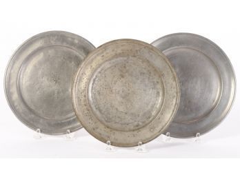 (3) PEWTER PLATES
