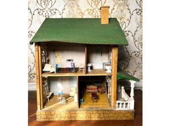 VINTAGE DOLL HOUSE W/ ACCESSORIES