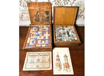 (2) BOXES VINTAGE BLOCKS AND TILES