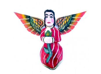 MEXICAN WALL ADORNMENT OF A PAINTED ANGEL