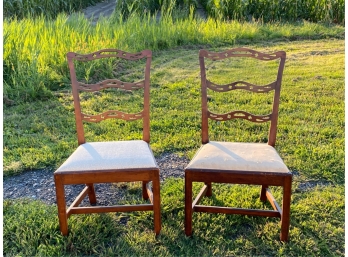 PAIR CHIPPENDALE STYLE PIERCED BACK SIDE CHAIRS