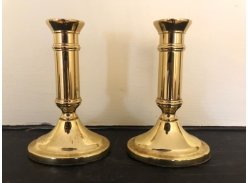 PAIR BALDWIN POLISHED BRASS CANDLE HOLDERS