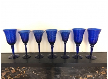 (7) COBALT BLUE GLASS STEMWARE