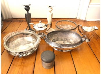(8) MISC PIECES SILVER PLATE