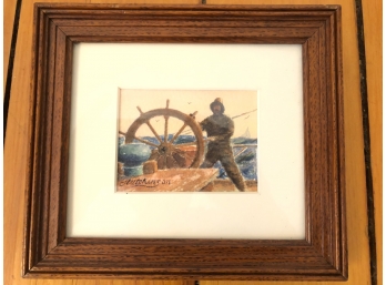 'CAPTAIN AT THE HELM' WATERCOLOR HUTCHINSON