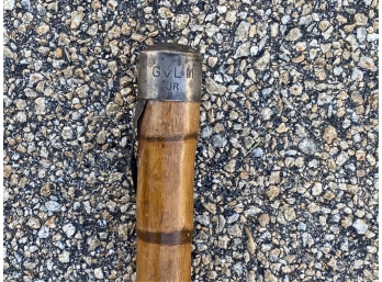 STERLING CAPPED CANE W/ INITIALS 'GVLM JR'