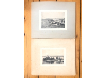 (2) ANTIQUE PHOTOS OF PEOPLE IN BOATS