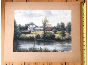 R. PETTINGILL WATERCOLOR 'AT CHENEY'S MILL POND'