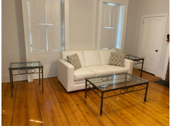 (3) PIECE GLASS TOP & METAL COFFEE/END TABLE SUITE