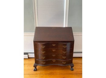 SERPENTINE MAHOGANY CHIPPENDALE STYLE SLANT FRONT