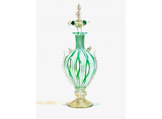 VENETIAN GLASS URN with FLORAL STOPPER