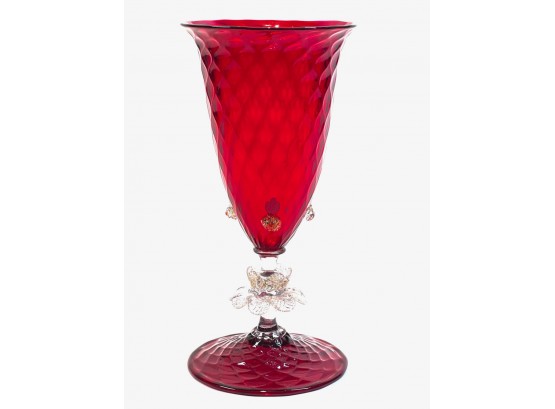 VENETIAN GLASS VASE with FLORAL STEM