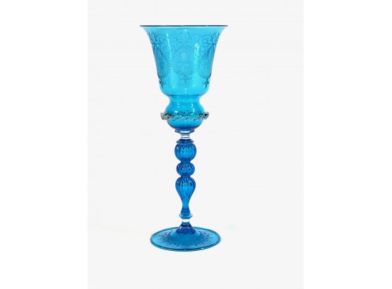 VENETIAN GLASS GOBLET ENGRAVED with CARTOUCHES