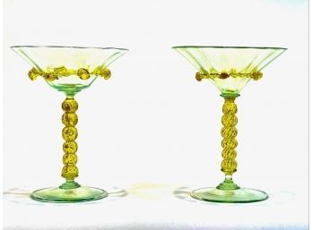 PAIR OF MURANO GLASS MARTINI GLASSES