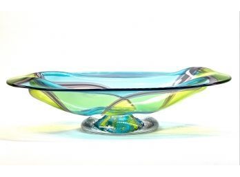 STUDIO ART GLASS FOOTED BOWL
