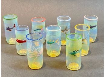 (9) MURANO GLASS LIMONCELLO GLASSES