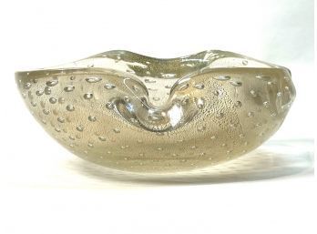 ART GLASS ASH TRAY with GOLD FLECK