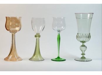 (4) VENETIAN GLASS WINES & GOBLET
