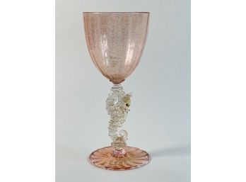 VENETIAN GLASS GOBLET with SEAHORSE-FORM  STEM