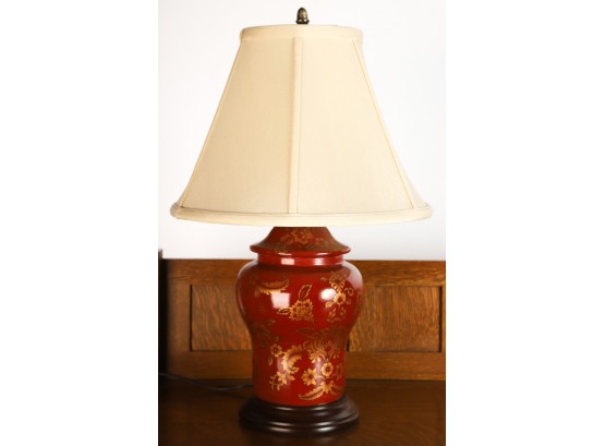 CERAMIC TABLE LAMP with GILT FLORAL MOTIF