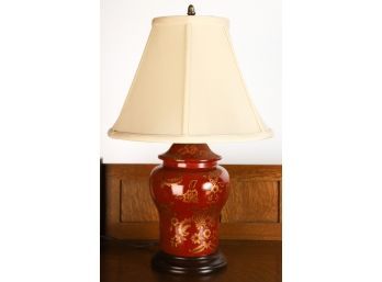 CERAMIC TABLE LAMP with GILT FLORAL MOTIF