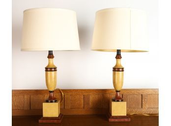 PAIR OF TABLE LAMPS with FAUX MARBLE BASES