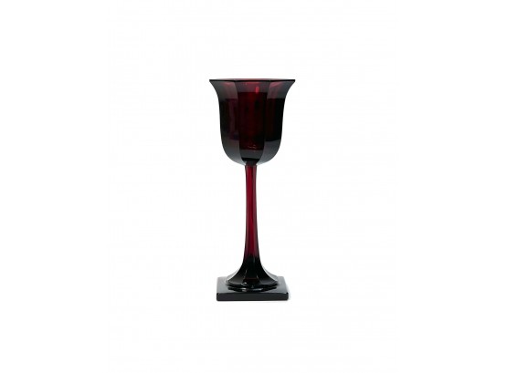 OCTAGONAL RUBY WINE GLASS with SQUARE FOOT