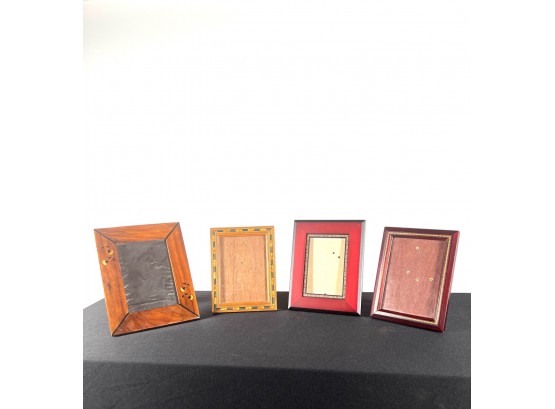 (4) WOODEN PICTURE FRAMES with EXOTIC INLAYS