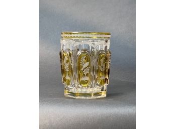 LIGHT AMBER ETCHED TO CLEAR GLASS TUMBLER